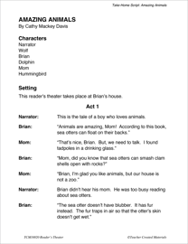 Amazing Animals Reader's Theater Script & Fluency Lesson