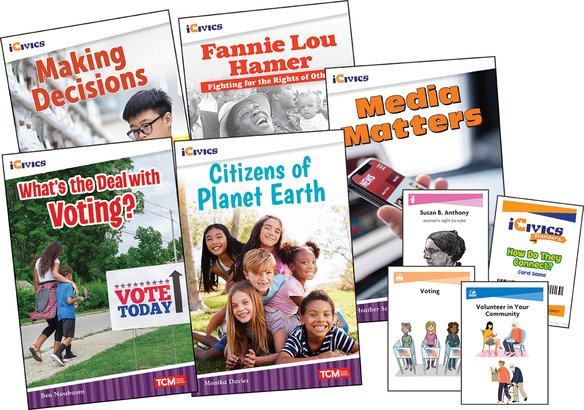 iCivics Grade 4: Community & Social Awareness 5-Book Set + Game Cards