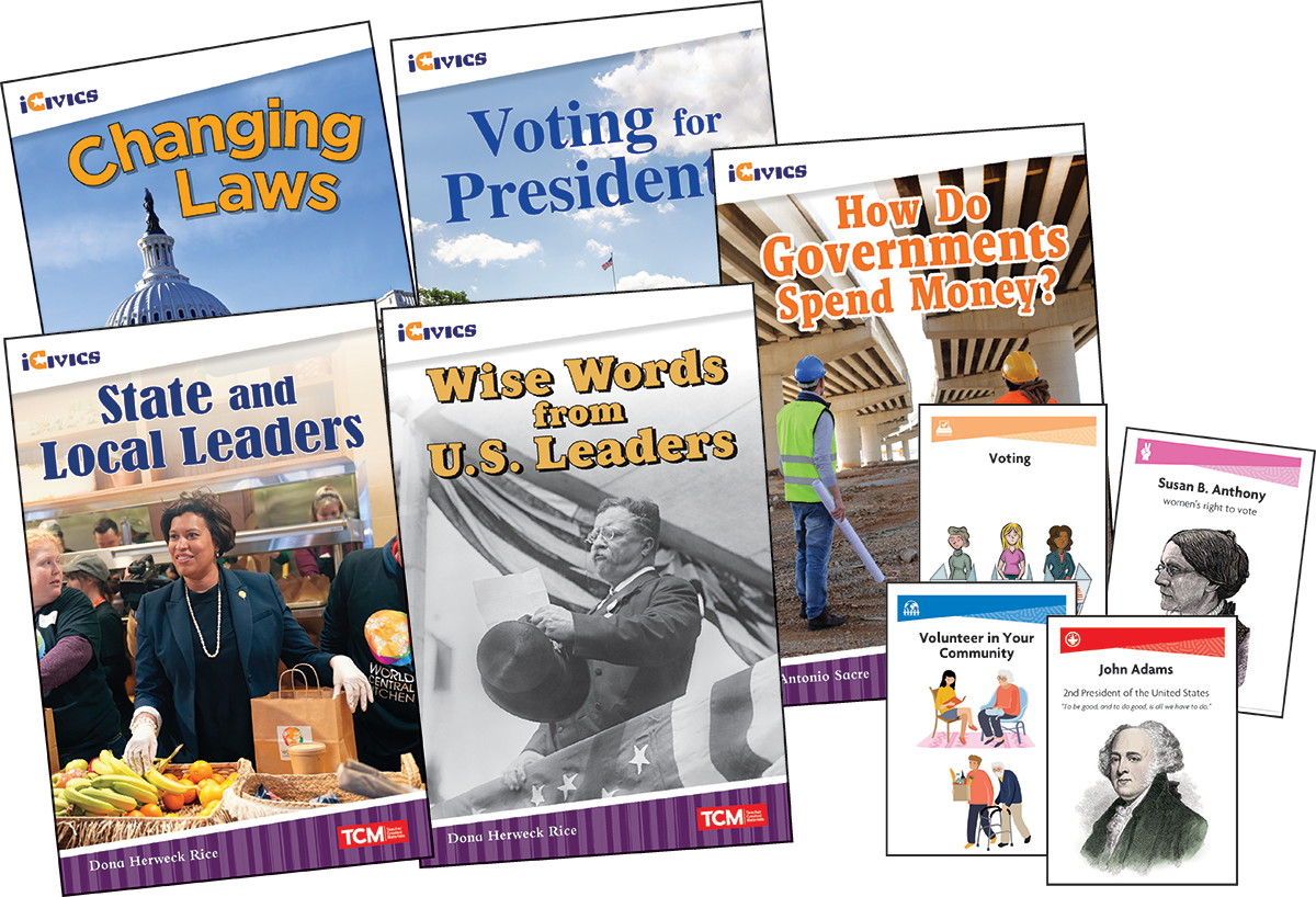 iCivics Grade 4: Leadership & Responsibility 5-Book Set + Game Cards