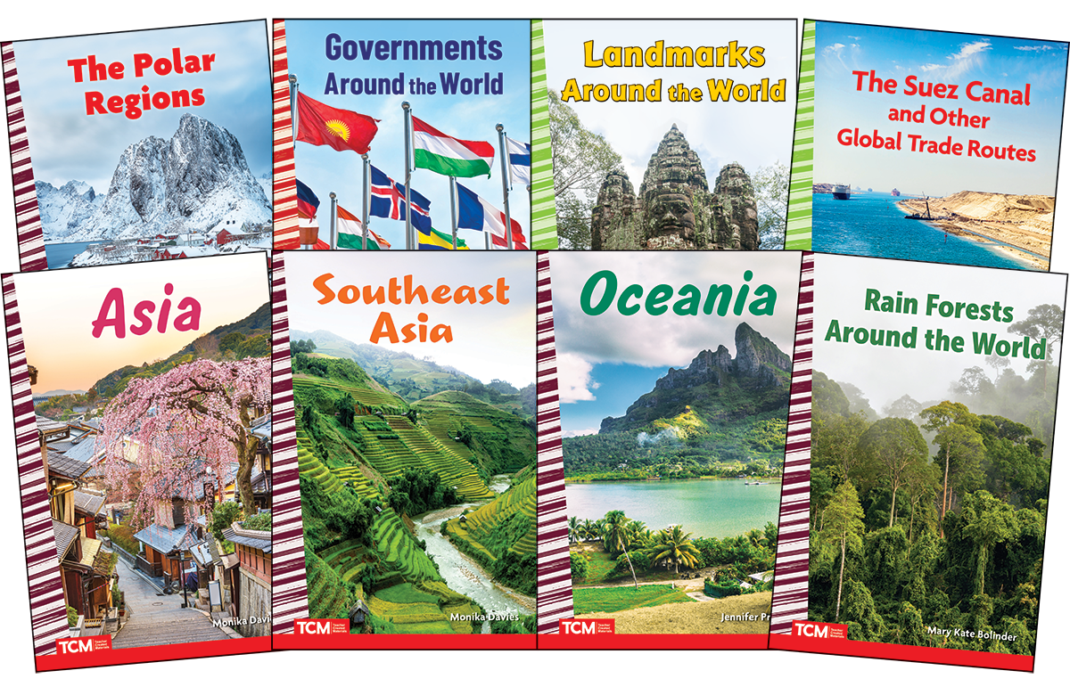 Explore The World: Asia, Oceania, Polar Regions, Landmarks, and Governance: Social Studies Readers 8-Book Set