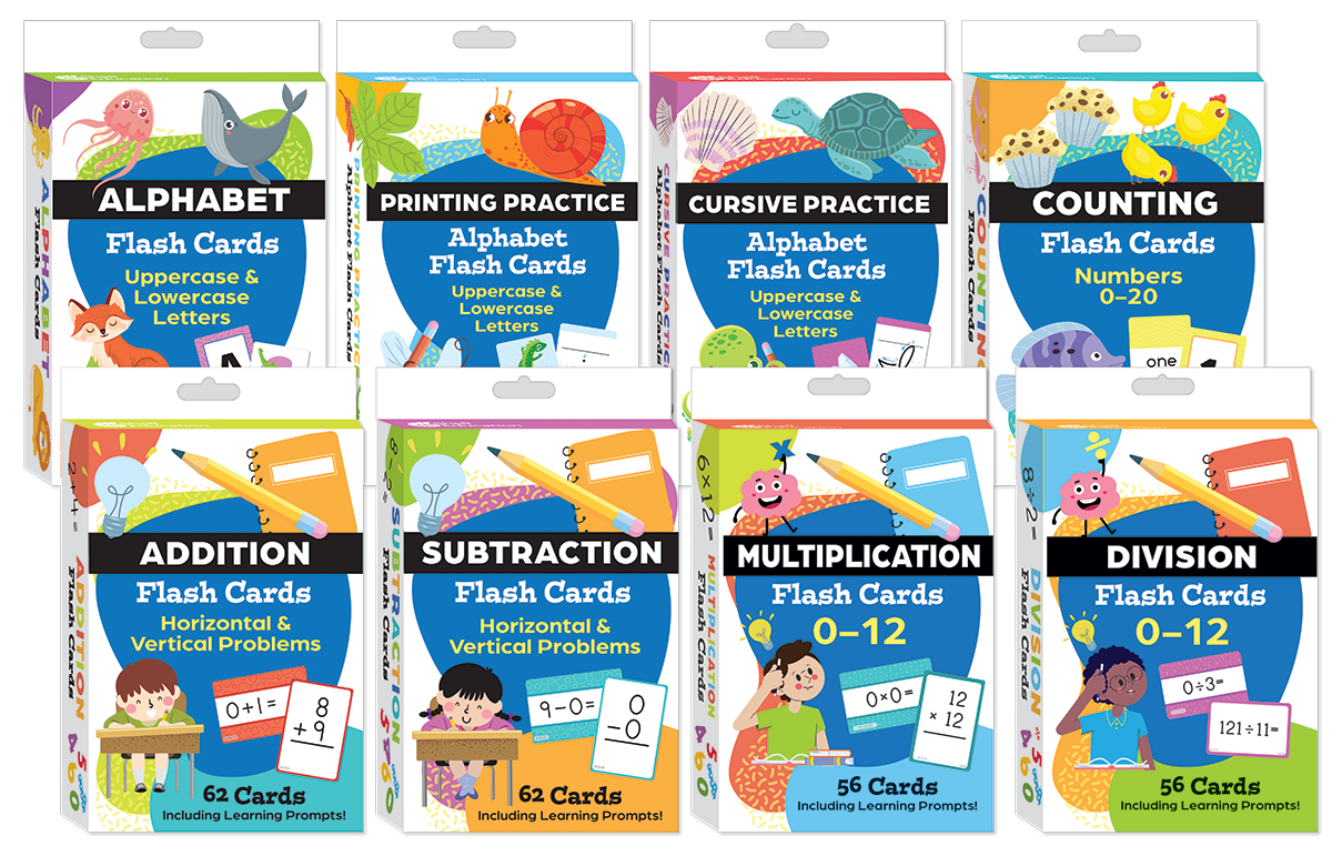 Literacy & Math Flash Cards Complete 8–Deck Set